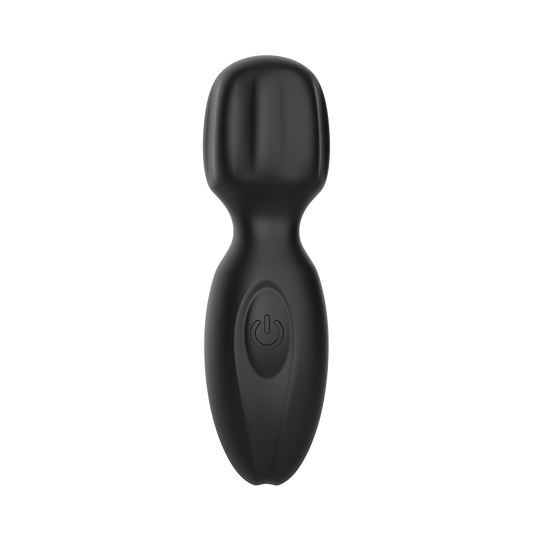 Black mini wand vibrator on a transparent background