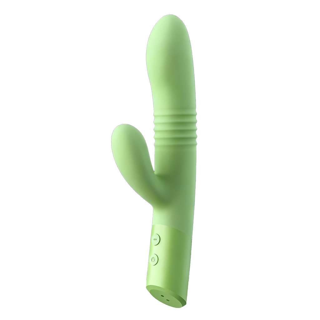 Green and textured dual vibrator on a transparent background